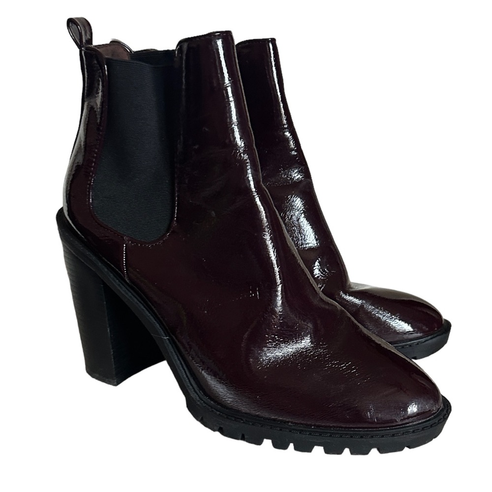 Burgundy Patent Booties